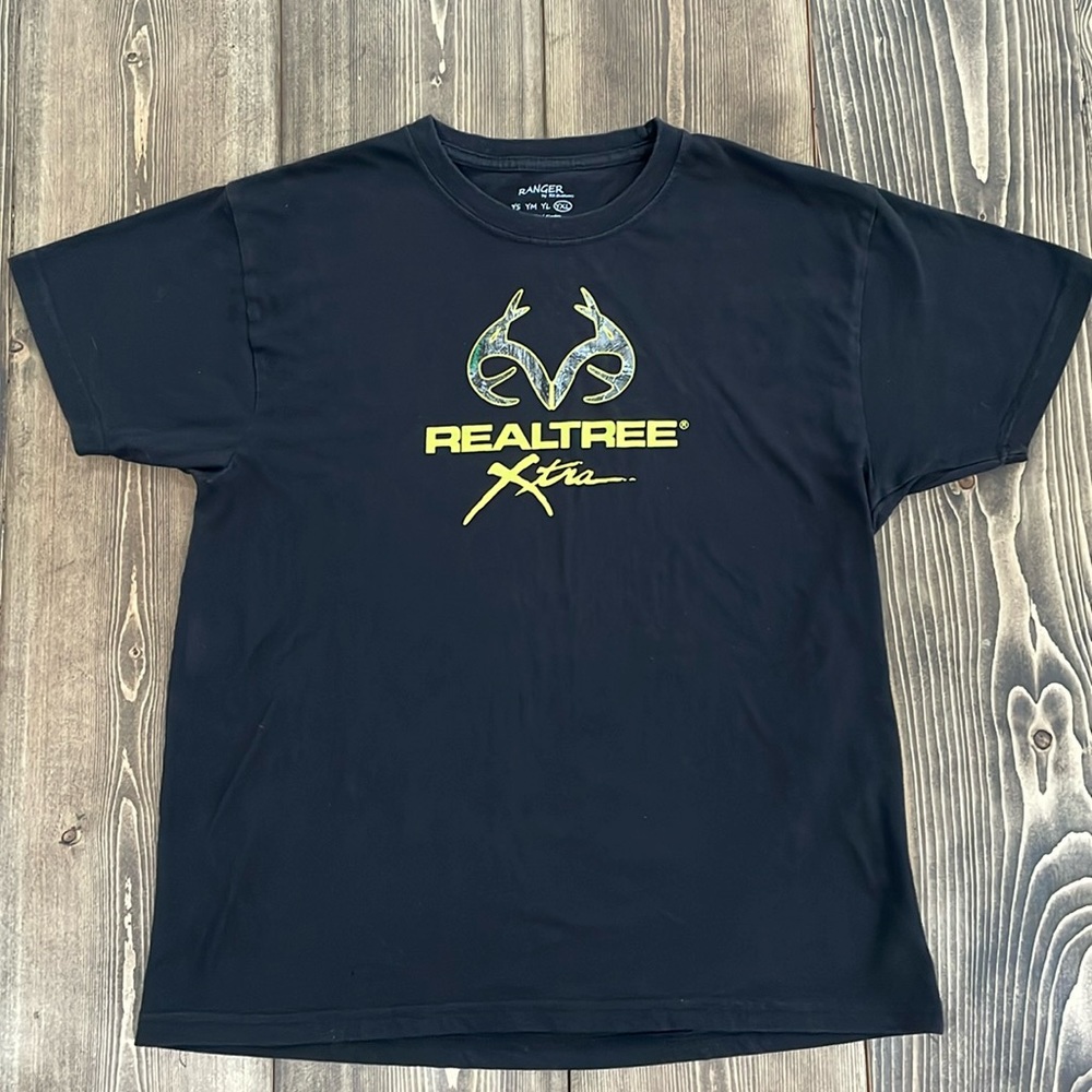 Realtree Black Short Sleeve Tee with Yellow Logo